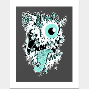 Flying eyeball with teeth Posters and Art